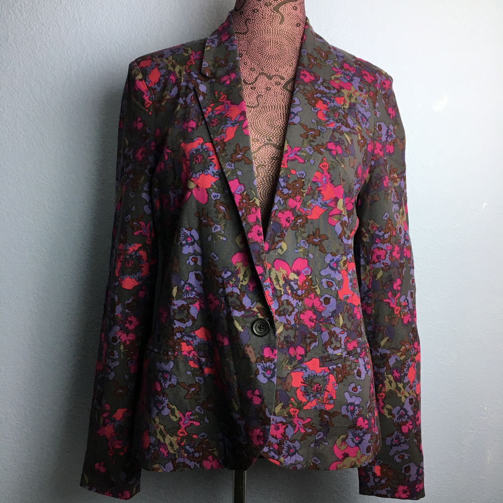 Silence + Noise UO Floral Purple Blazer Jacket